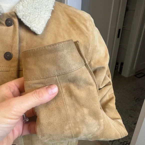 Rare Levi’s Women’s Goat Suede Sherpa Trucker Jacket – Tan – Size S - Picture 5 of 12